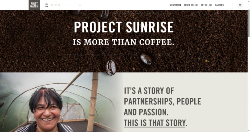 First watch branding exmaple to coffee being rooted in Florida state